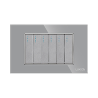 Intrerupator Mecanic 6 Posturi LUXION cu Rama din Sticla, Standard Italian, 3M, gri