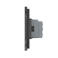 Intrerupator Dublu + 2 Prize LIVOLO cu Rama Din Sticla, Standard Italian, 6M, negru