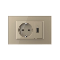 Priza simpla cu USB Livolo standard italian, auriu