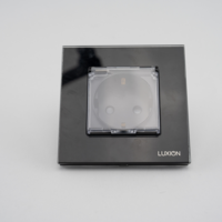 Priza Simpla cu Capac de Protectie cu Rama din Sticla LUXION, negru