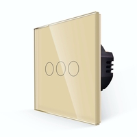 Intrerupator Triplu cu Touch din Sticla LUXION, auriu