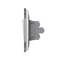 Intrerupator Dublu Mecanic Cap Scara LIVOLO cu Rama din Sticla - Serie Noua, gri