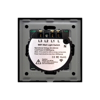 Intrerupator Dublu Wi-Fi + RF433 cu Touch din Sticla LUXION, negru