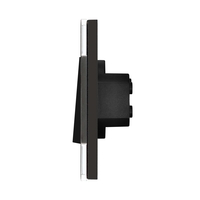 Intrerupator Dublu Mecanic cu Reset / Revenire LUXION cu Rama din Sticla, negru