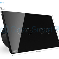 Intrerupator dublu + dublu cu touch Livolo din sticla, negru