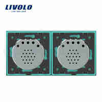 Intrerupator dublu + dublu cu touch Livolo din sticla, verde