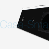 Intrerupator LIVOLO simplu+simplu cu touch si priza din sticla, negru