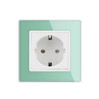 Priza simpla Livolo cu rama din sticla, verde