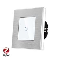 Intrerupator Simplu cu Touch din Sticla si Rama de Aluminiu LUXION, protocol Zigbee, alb