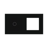 Panou Intrerupator Simplu cu Touch si Priza Simpla Din Sticla LUXION, negru