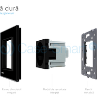 Priza simpla Livolo cu rama din sticla, negru