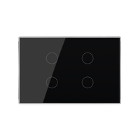 Intrerupator cvadruplu cap scara / cruce cu touch Livolo din sticla, standard Italian - Serie noua, negru