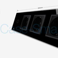 Intrerupator simplu + Priza tripla LIVOLO cu touch din sticla, negru