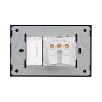 Priza Simpla si 1 Tasta Falsa cu Rama din Sticla LUXION, Standard Italian, 3M, negru