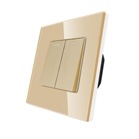 Intrerupator Dublu Mecanic LUXION cu Rama din Sticla, auriu