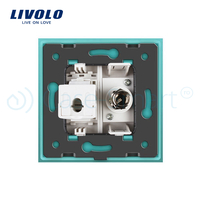 Priza dubla TV + priza internet Livolo cu rama din sticla, verde