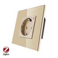 Priza Inteligenta cu Protocol Zigbee si Monitorizare Consum cu Rama Din Sticla LUXION, auriu