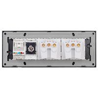 Priza Dubla Schuko + TV + Internet cu Rama din Sticla LUXION, Standard Italian, 6M, negru