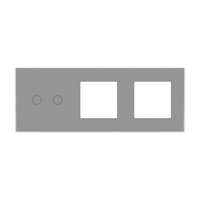 Panou Intrerupator Dublu cu Touch si 2 Prize Din Sticla LUXION, gri