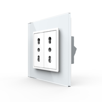 Priza dubla module inguste Livolo cu rama din sticla - standard german, alb