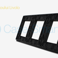 Rama priza tripla Livolo din sticla, negru
