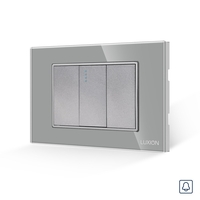 Intrerupator cu Revenire (Sonerie) Mecanic 1M si 2 Taste False LUXION cu Rama din Sticla, Standard Italian, 3M, gri