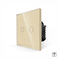 Intrerupator Dublu Wi-Fi cu Touch din Sticla LUXION, auriu