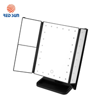 Oglinda cosmetica rotativa RedSun, Led-uri cu variator pentru make-up, negru