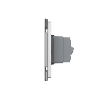 Priza dubla italiana Livolo cu rama din sticla - standard italian, gri