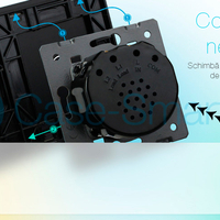 Panou intrerupator simplu+dublu cu touch Livolo din sticla, negru