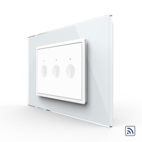 Intrerupator triplu wireless cu touch Livolo cu rama din sticla, standard Italian - Serie noua, alb