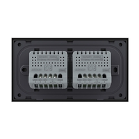 Intrerupator Dublu + Dublu cu Touch LIVOLO cu Rama Din Sticla, Standard Italian, 4M, negru