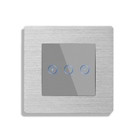 Intrerupator Simplu cu Variator cu Touch din Sticla si Rama de Aluminiu LUXION, gri