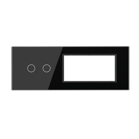 Panou Intrerupator Dublu cu 2 Prize LIVOLO din Sticla, Standard Italian - 6/7M, negru