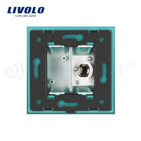 Priza simpla TV Livolo cu rama din sticla, verde