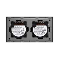 Intrerupator Triplu + Triplu cu Touch din Sticla LUXION, negru