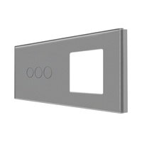 Panou Intrerupator Triplu cu Touch si Priza Simpla Din Sticla LUXION, gri