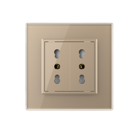 Priza dubla module inguste Livolo cu rama din sticla - standard german, auriu