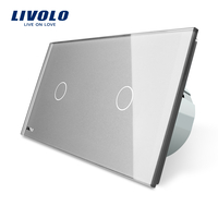 Intrerupator simplu + simplu cu touch Livolo din sticla, gri