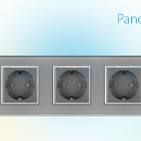 Priza cvintupla Livolo cu rama din sticla, gri