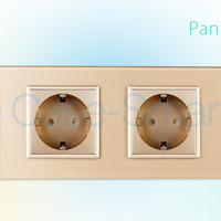 Priza cvadrupla Livolo cu rama din sticla 3 prize simple+TV/internet, auriu