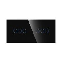 Intrerupator Triplu + Triplu cu Touch din Sticla LUXION, negru