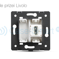 Priza simpla HDMI Livolo cu rama din sticla, negru