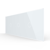 Intrerupator Simplu + Simplu + Simplu cu Touch LIVOLO cu Rama Din Sticla, Standard Italian, 6M, alb