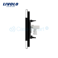 Priza simpla Telefon Livolo cu rama din sticla, negru