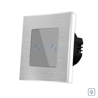 Intrerupator Dublu cu Variator si Touch din Sticla si Rama de Aluminiu LUXION, gri