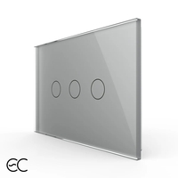 Intrerupator triplu cu touch Livolo din sticla, standard Italian, protocol ZigBee EC - Serie noua, gri