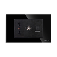 Priza Ingusta + TV + Internet cu Rama din Sticla LUXION, Standard Italian, 3M, negru