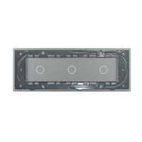 Panou Intrerupator Simplu + Simplu + Simplu cu Touch LIVOLO din Sticla, Standard Italian - 6/7M, gri