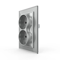 Priza Dubla Livolo cu Rama din Sticla Pentru Doza Simpla, gri